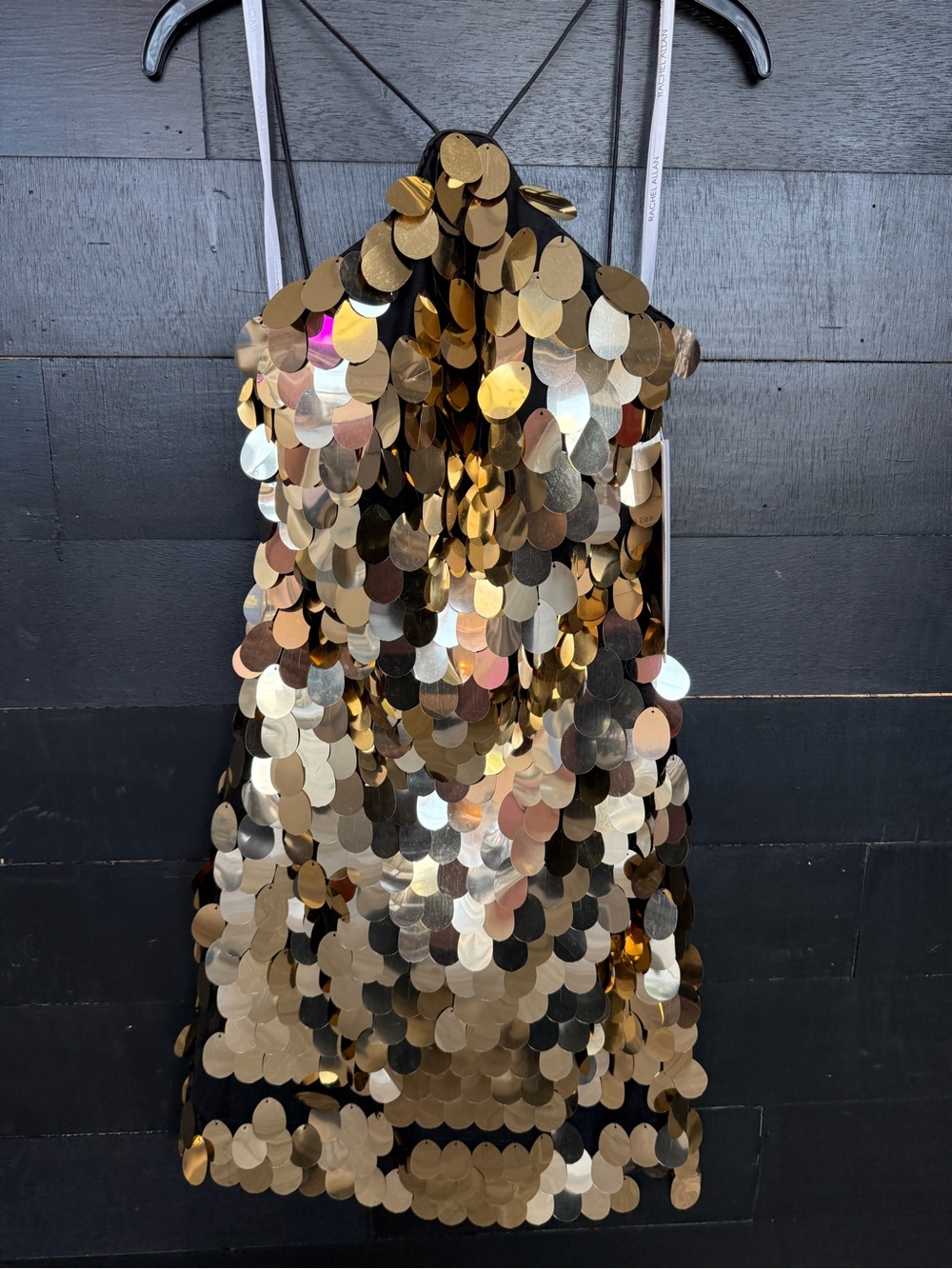 Rachel Allan Gold Sequin Halter Mini Dress